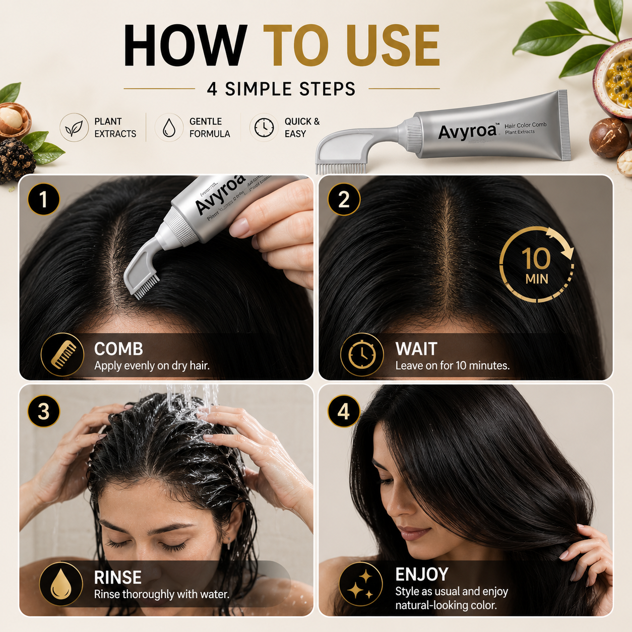 🔥Last Day 50% OFF!  2-in-1 Hair Color Comb — Easy, Natural-Looking Gray Coverage