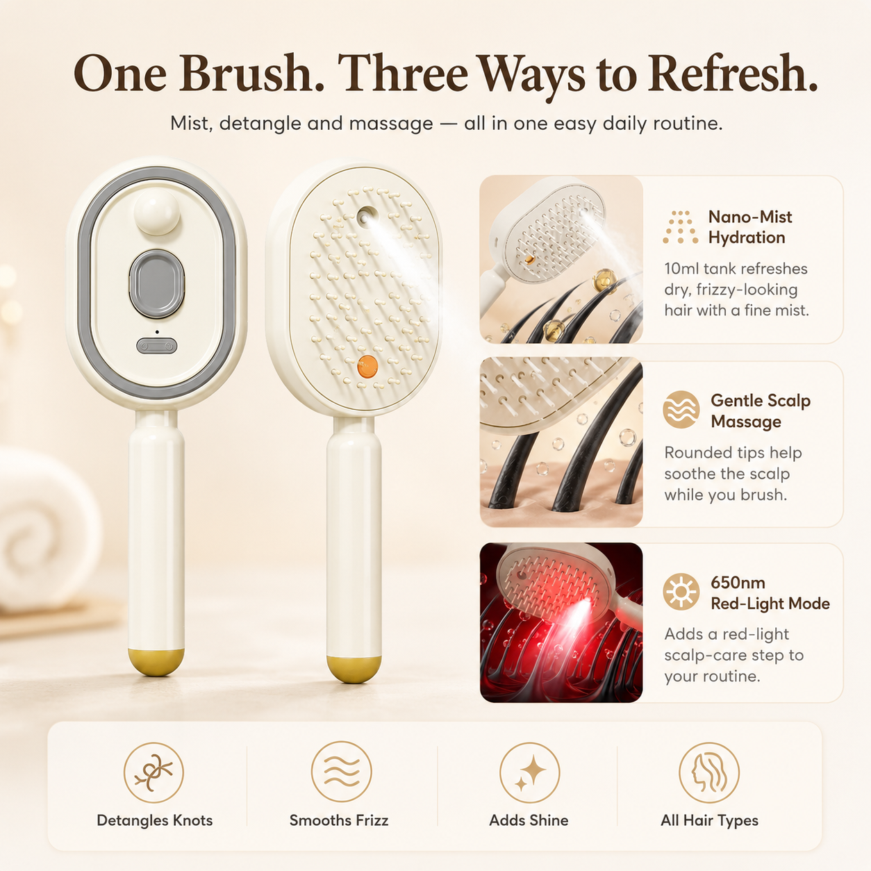 💜 Moisture Spray Hair Massage Comb
