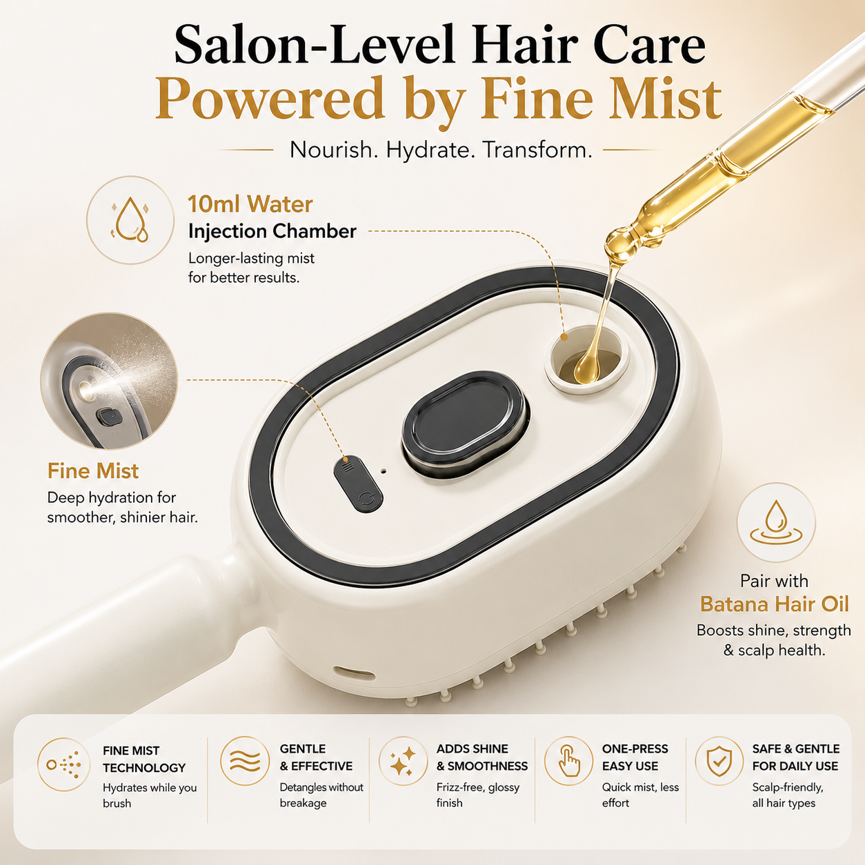 💜 Moisture Spray Hair Massage Comb