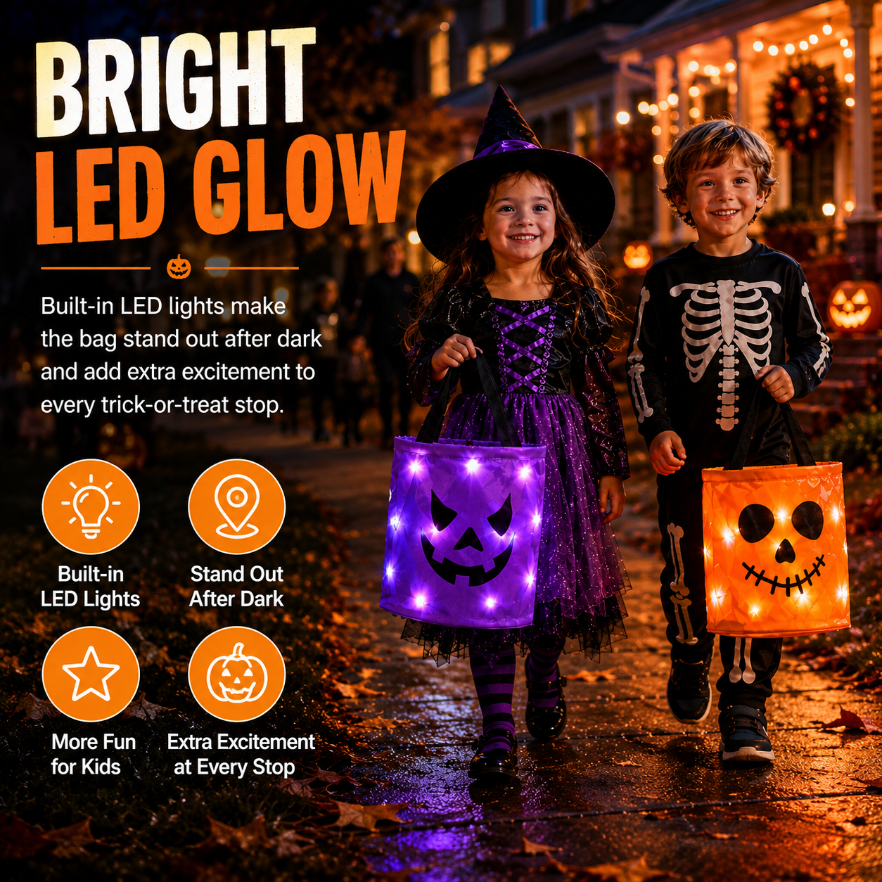 🔥 Last Day 50% OFF — 2026 New LED Glowing Pumpkin Treat Bag 🎃