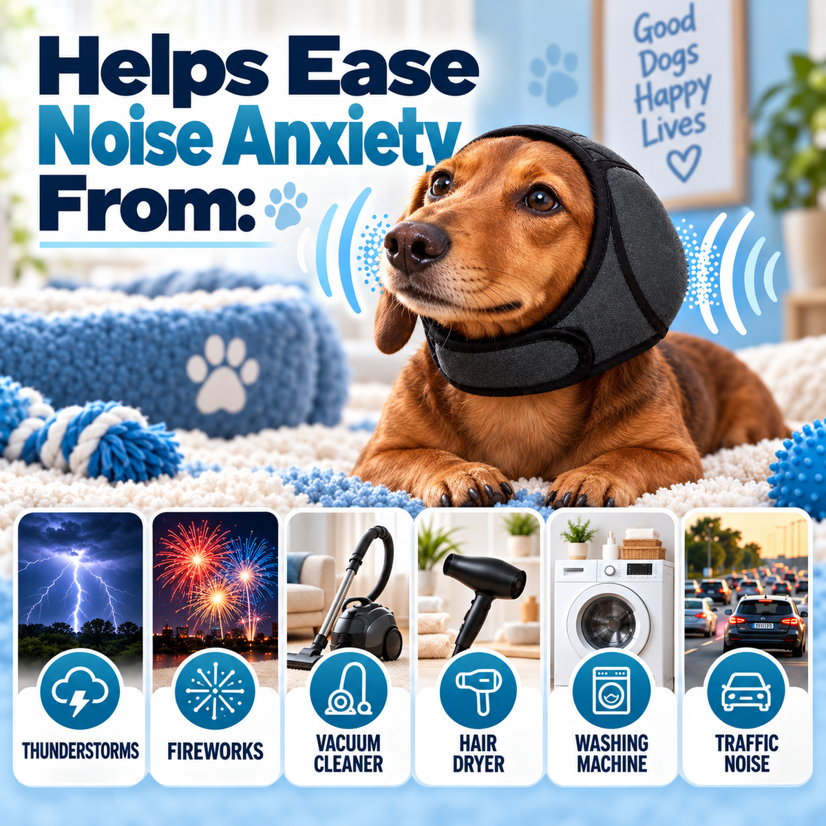🐶 Calming Noise-Reducing Comfort Hood for Dogs