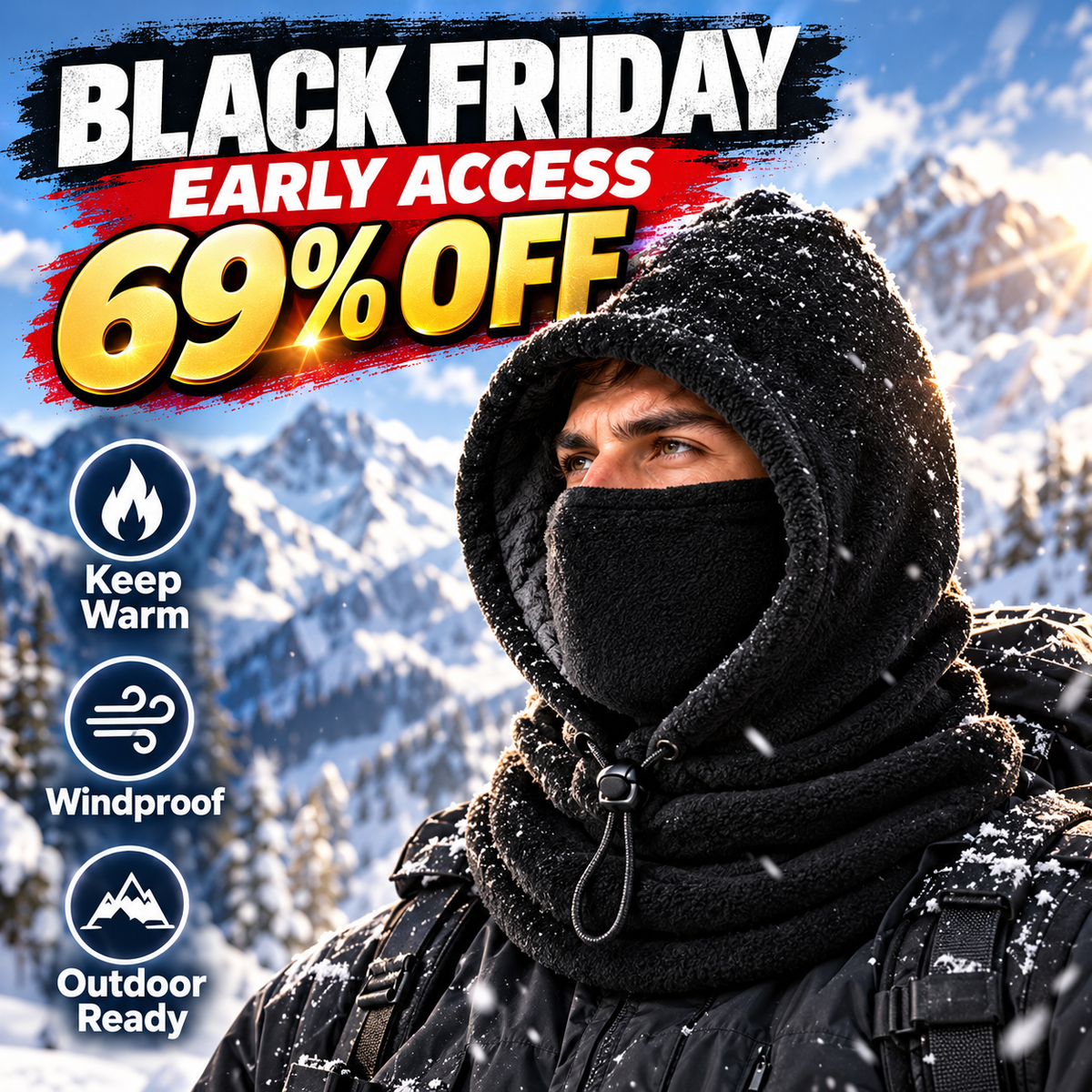 🔥 BLACK FRIDAY EARLY ACCESS — 69% OFF❄️ 3-in-1 Thermal Fleece Balaclava Hood – Windproof Face, Head & Neck Cover