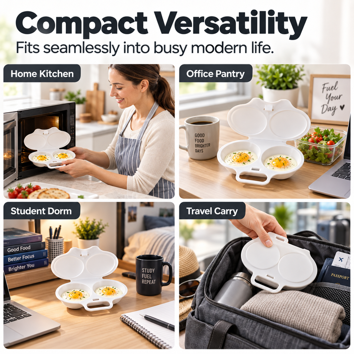 🥳 Last Day 50% OFF Buy 1 Get 1 Free ! ! ! Microwave Egg Poacher——Dual‑cavity, non‑stick & easy clean.