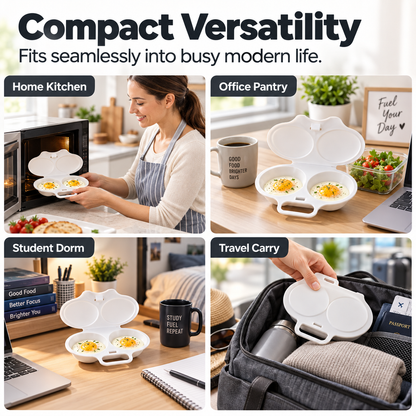 🥳 Last Day 50% OFF Buy 1 Get 1 Free ! ! ! Microwave Egg Poacher——Dual‑cavity, non‑stick & easy clean.
