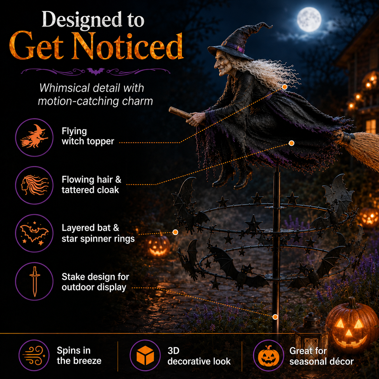 🔥Last Day 50% Off -Halloween Early Bird Special🧙‍♀️ The Enchanted Witch Garden Wind Spinner